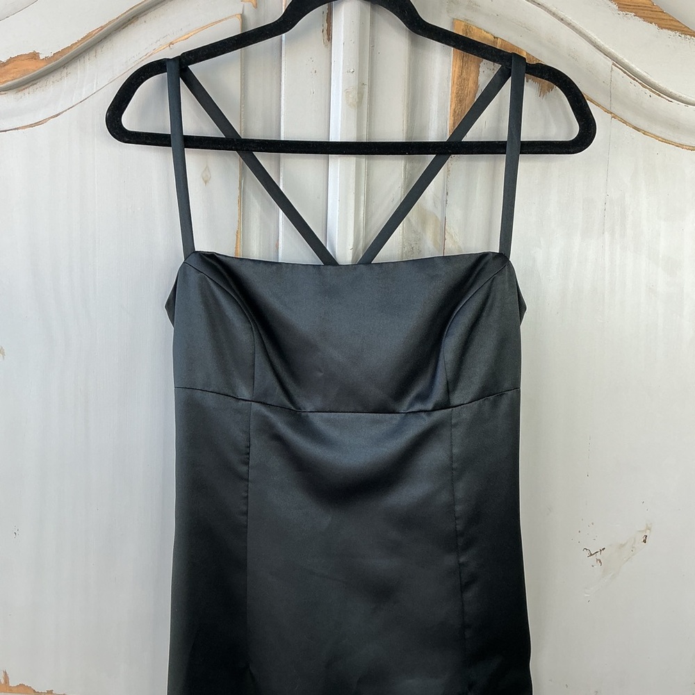 Vintage Nicole Miller New York City Black Satin Formal Gown Y2K Revival - Picture 5 of 8